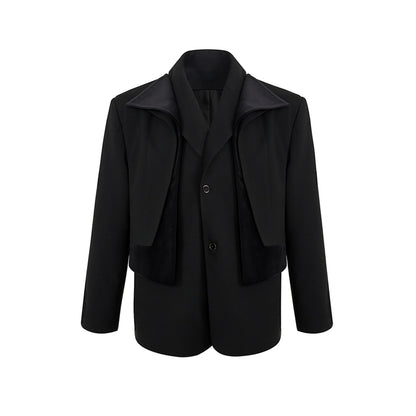 Fake Layered Velvet Panel Tailored Jacket WN10225