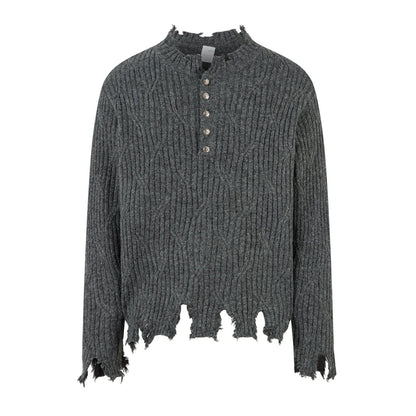 Distressed Raw Edge Knit Sweater WN24478