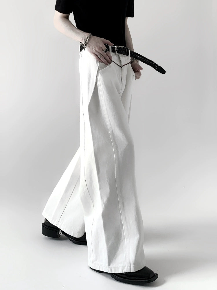 Pleats Design High Waist Wide Leg Denim Jeans WN20333