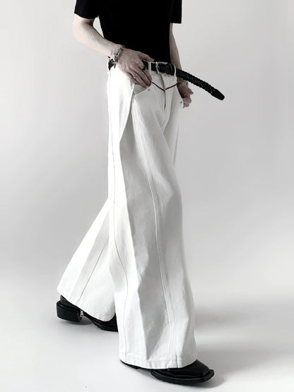 Pleats Design High Waist Wide Leg Denim Jeans WN20333