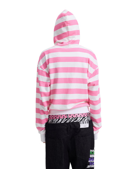 Stripe Letter Print Zipper Hoodie WN27227