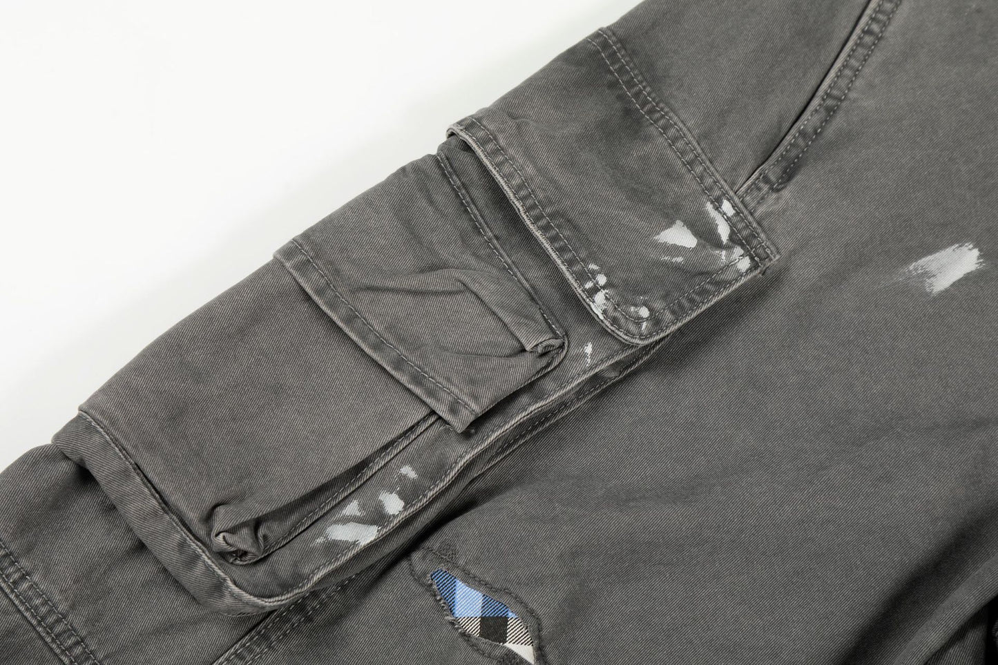 Damage Dirty Wide Leg Curved Cargo Pants WN25866