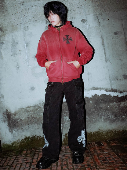 Cross Multi-Pocket Cargo Denim Jeans WN15921