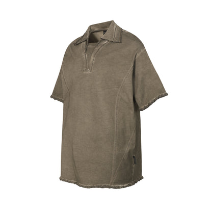 Lapel Wash Stain Short Sleeve Polo Shirt WN25637
