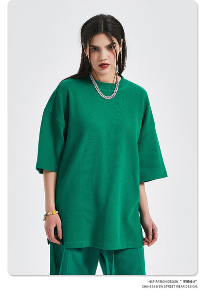 Oversize Waffle Short-sleeve T-shirt & Waffle Short Pants Setup WN6627