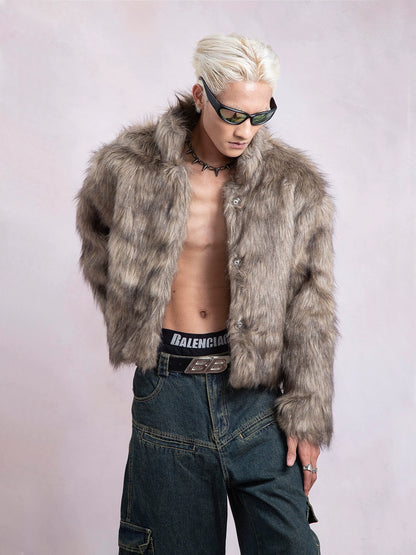 Stand Neck Furry Short Jacket WN7276