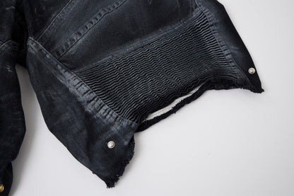 Multi-Panel Frayed Mesh Patchwork Half Pants WN27859