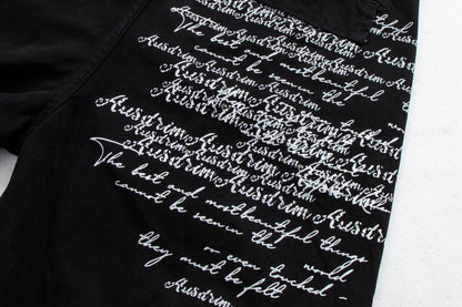 Letter Print Washed Wide Leg Cargo Denim Jeans WN27898