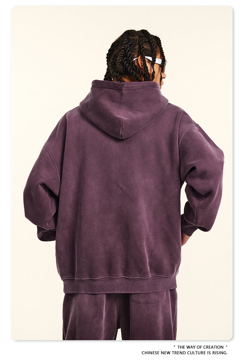Oversize Fleece Lining Washed Pullover Hoodie WN9924