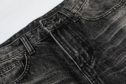 Washed Whisker Wide Leg Denim Jeans WN26106