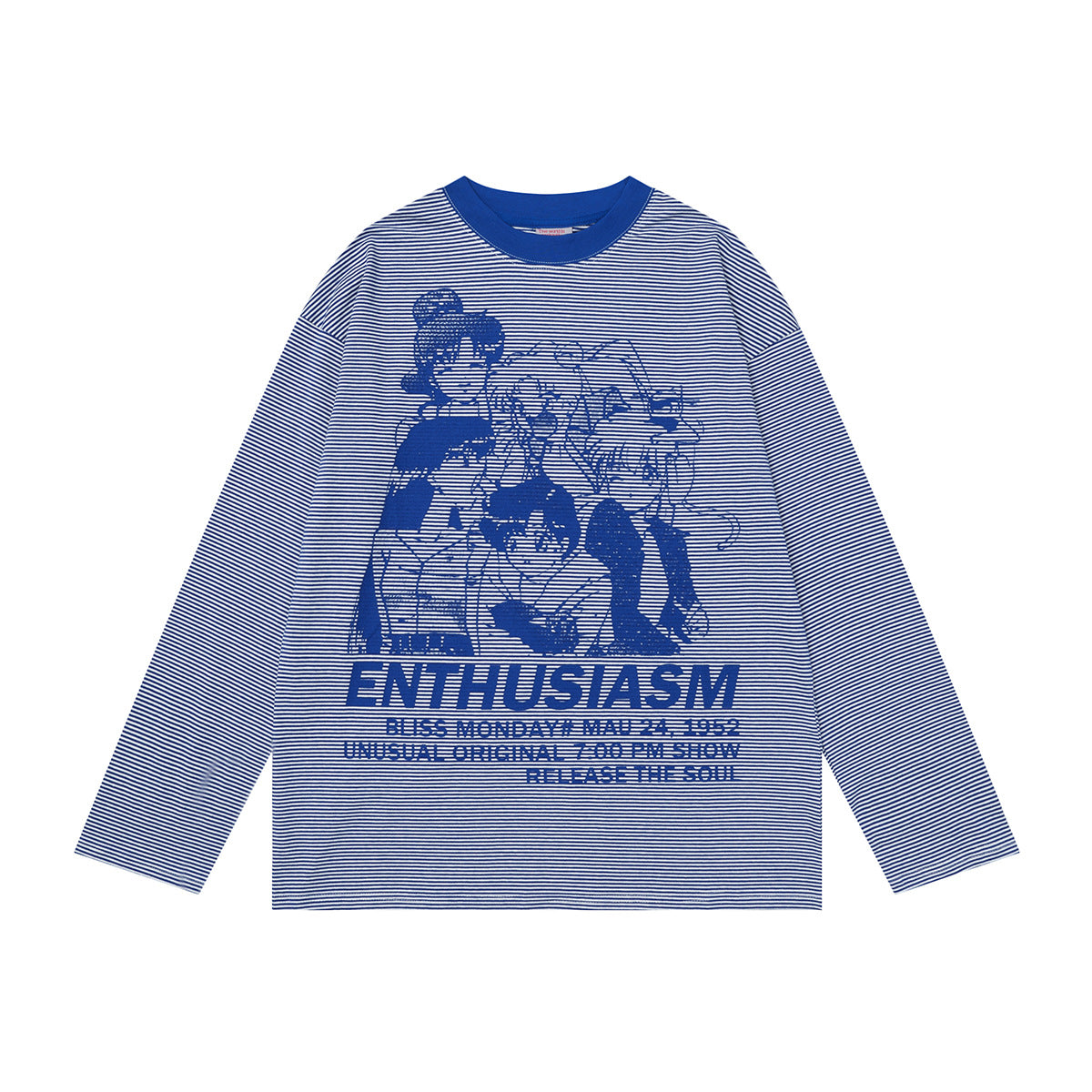 Striped Anime Graphic Oversize Long Sleeve T-Shirt WN25841