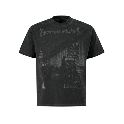 Washed City Print Short Sleeve T-Shirt WN25828