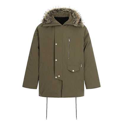 Fake Fur-Collar Pockets Design Warm Coat WN22100