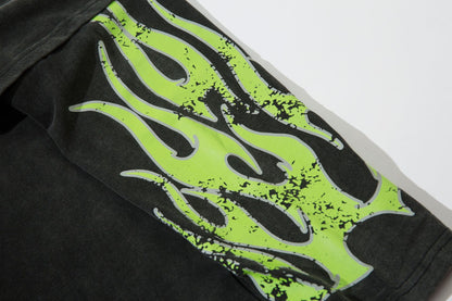 Flame Print Fake Layered Long Sleeve T-Shirt WN12713