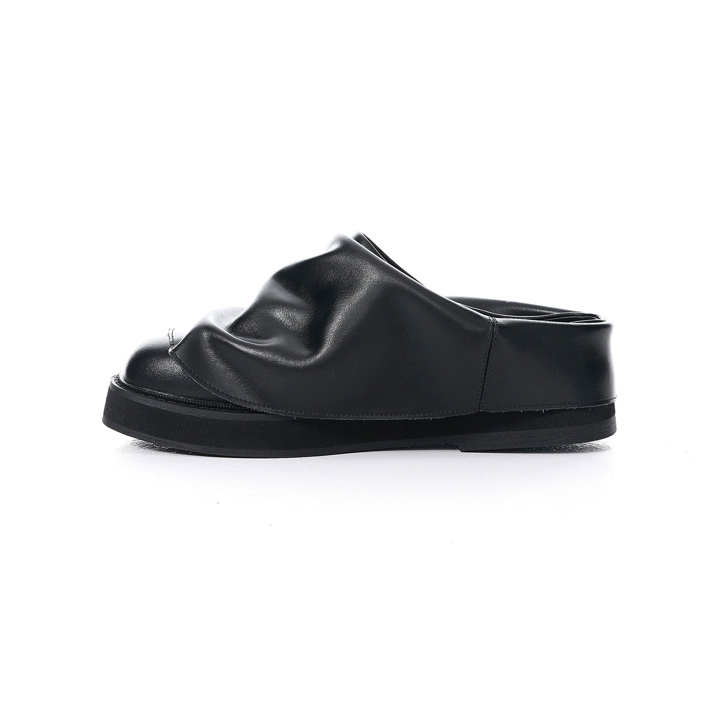 Wrinkled Chunky Sole Leather Mule Shoes WN20799