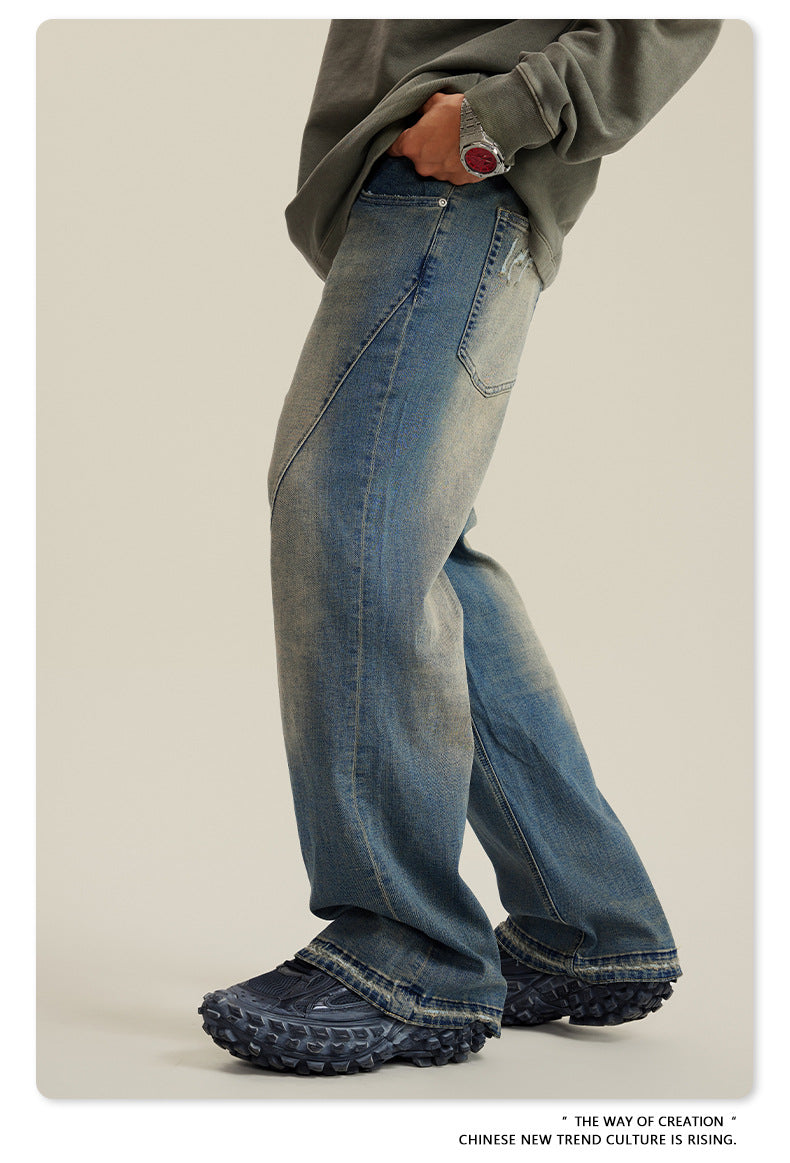 Washed Damage Flare Denim Jeans WN6415