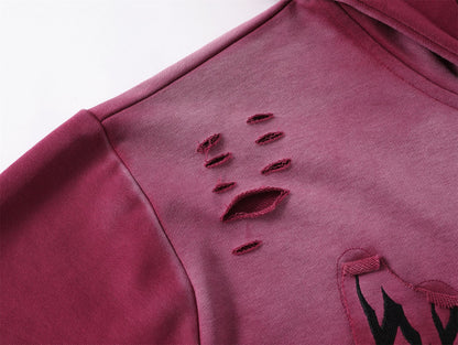 Washed Patchwork Oversize Hoodie WN11535