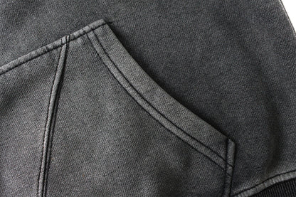 Washed Oversize Zipper Hoodie WN11358
