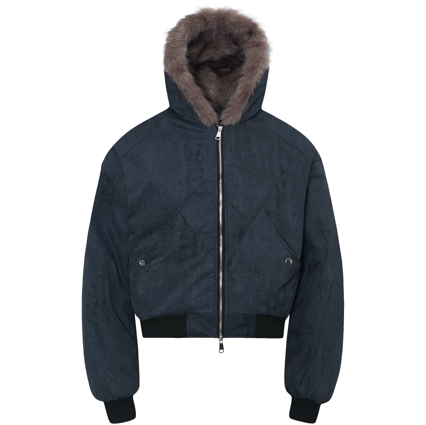 Hooded Zipper Plush Fake Fur Padded Jacket WN22214