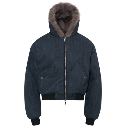 Hooded Zipper Plush Fake Fur Padded Jacket WN22214