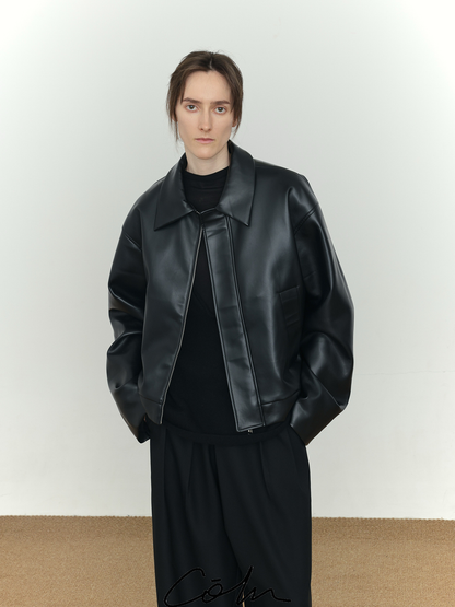 Short PU Leather Zipper jacket WN21514