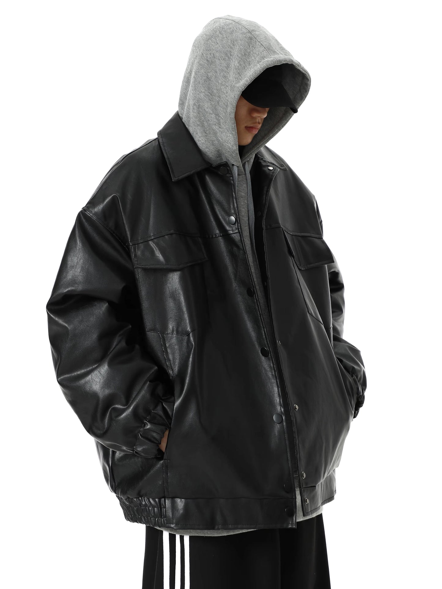 Oversize PU Leather Jacket WN5717