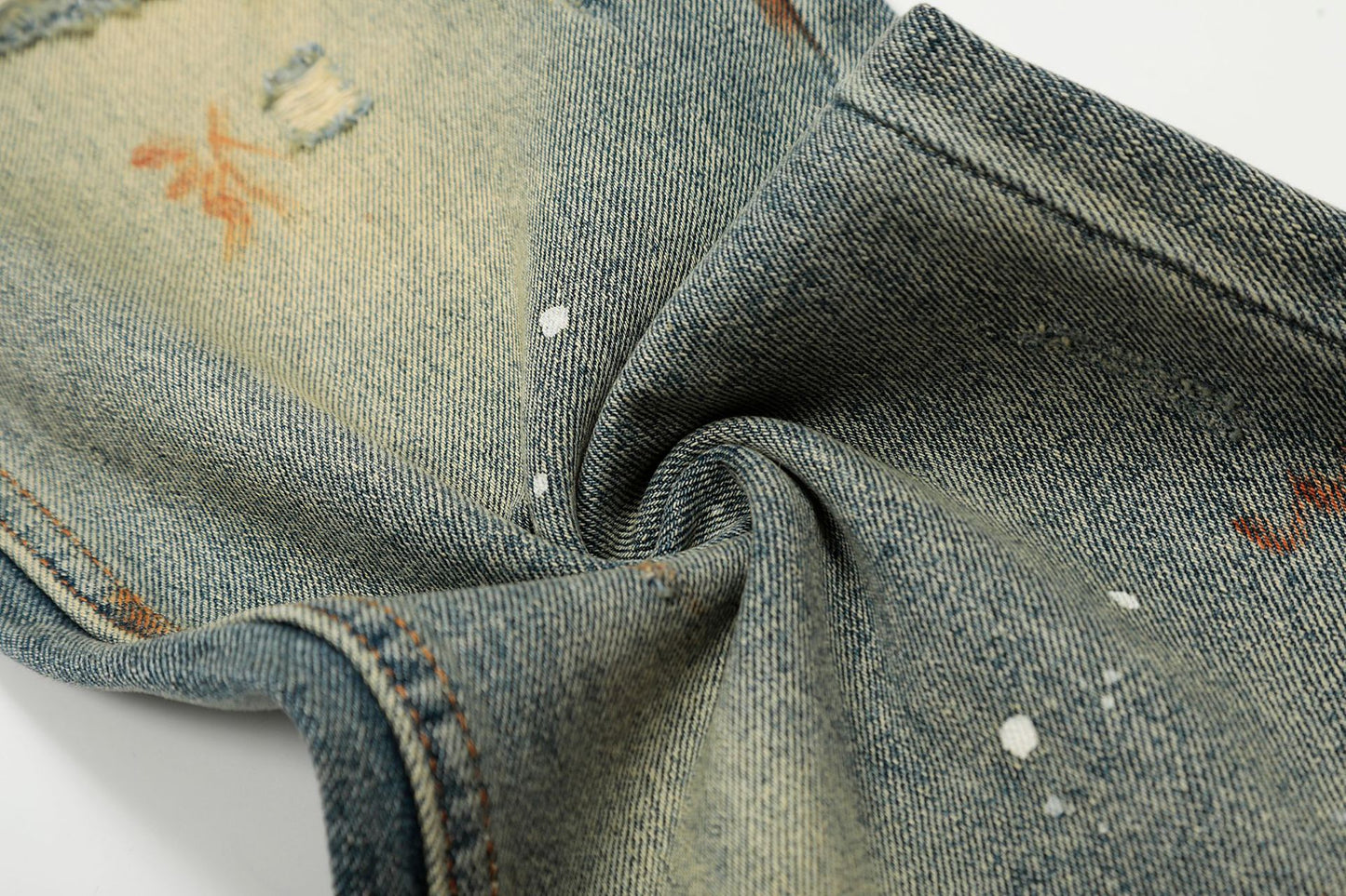 Dirty Washed Damage Flare Denim Jeans WN26103