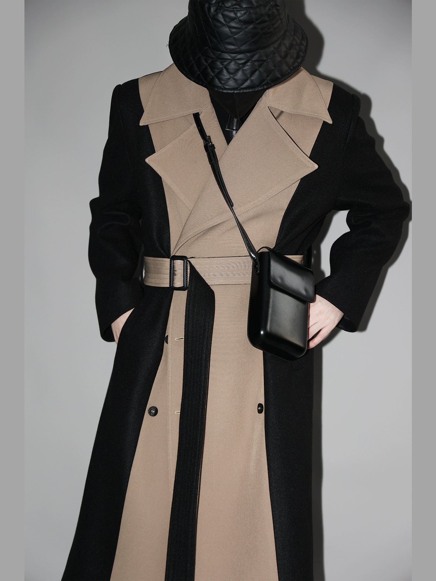 Bicolor Double-Breasted Trench Coat WN11849