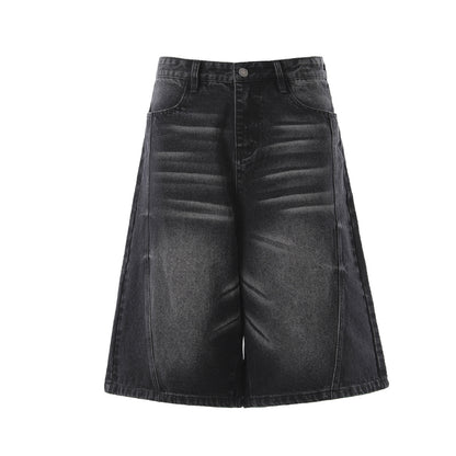 Denim Wash Wide Leg Half Pants WN25644