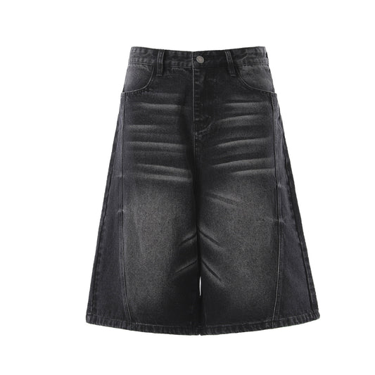 Denim Wash Wide Leg Half Pants WN25644