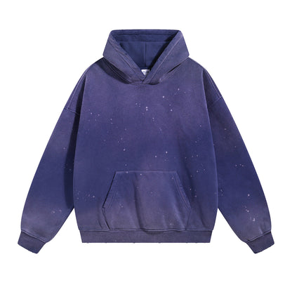 Fleece Linning Spray-Dye Washed Damage Hoodie WN9999