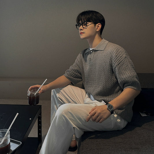 Breathable Collar Oversize Short Sleeve Polo Shirt WN20303