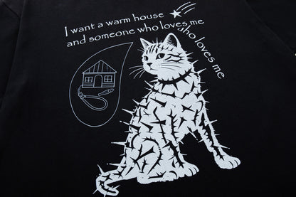 Stud Cat Print Short Sleeve T-Shirt WN25816