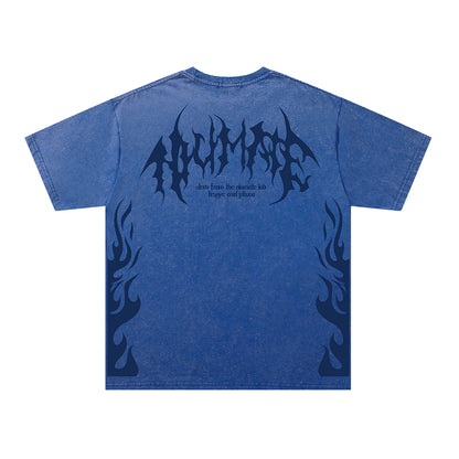 Washed Flame Print Oversize Short Sleeve T-Shirt WN26907