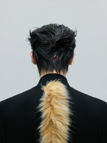 Fake Fur Panel Knit Sweater WN21738