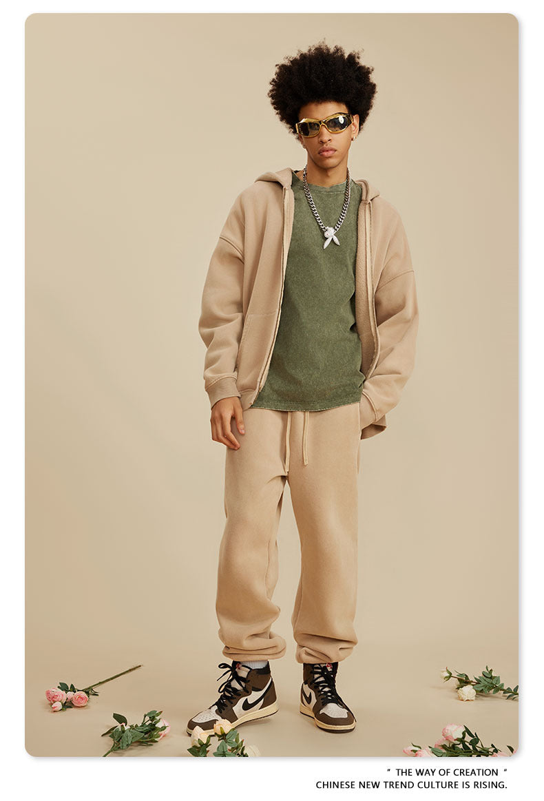 Oversize Washed Zipper Hoodie WN6461