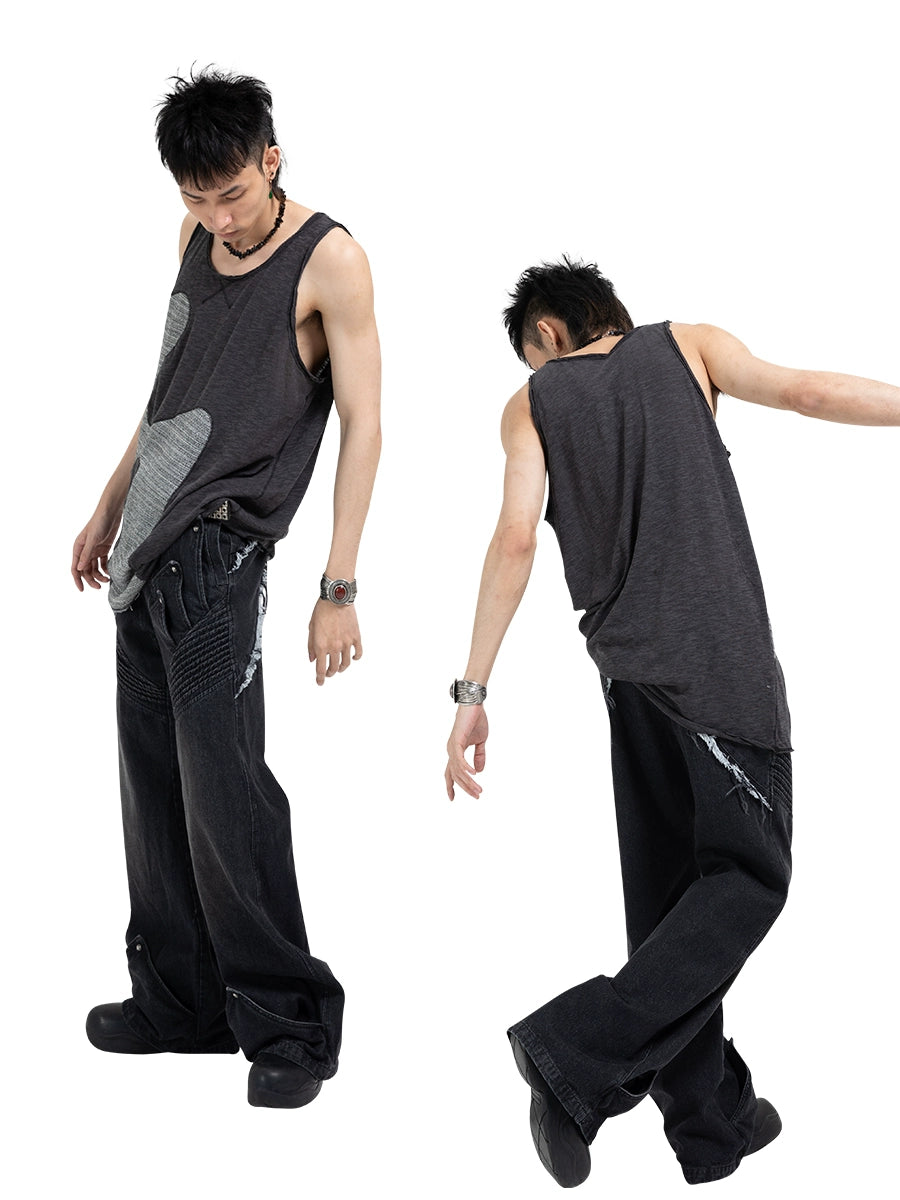 Bicolor Loose Tank Top WN17028