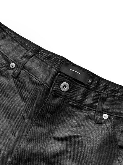 Zipper Pocket Hand-Paint Coating Flare Denim Jeans WN27080