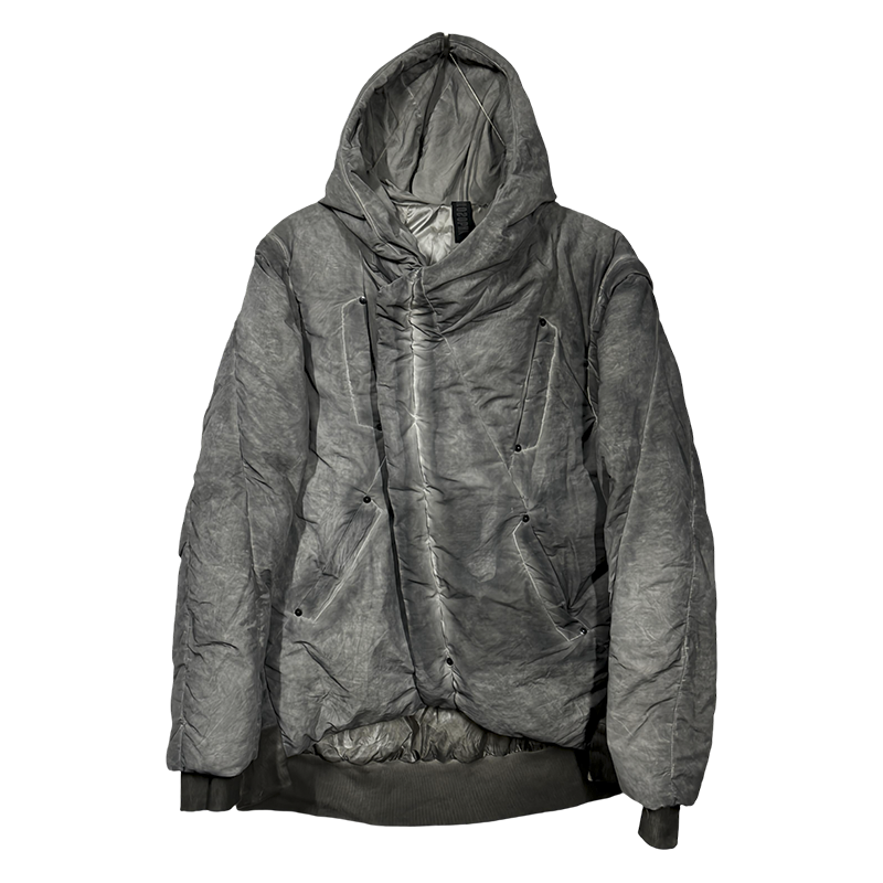 Asymmetric Detachable Hooded White Duck Down Jacket WN22005