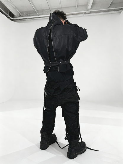 Asymmetric Zipper High-Neck Waxed Jacket WN22007