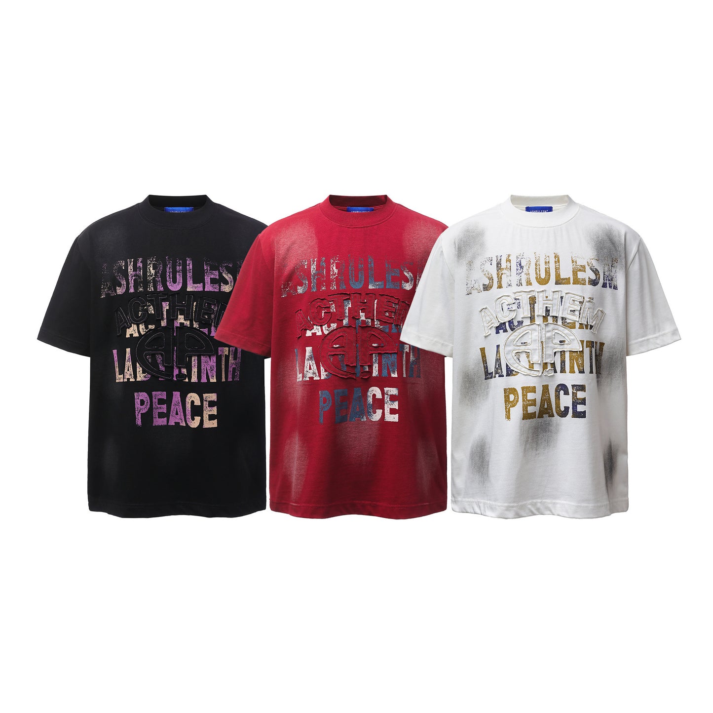 Dirty Dye Letter Print Short Sleeve T-Shirt WN25463