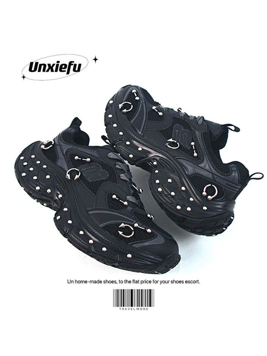 Studded Buckle Chunky Sole Dad Sneakers WN20791