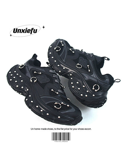 Studded Buckle Chunky Sole Dad Sneakers WN20791