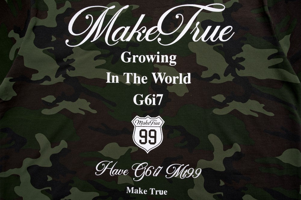 Camouflage Letter Graphic Short Sleeve T-Shirt WN28053