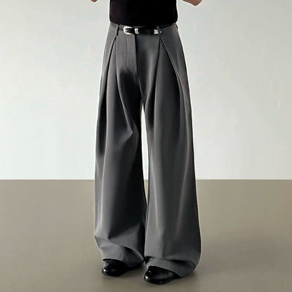 Wrinkle Curved Wide Leg Trousers WN21417