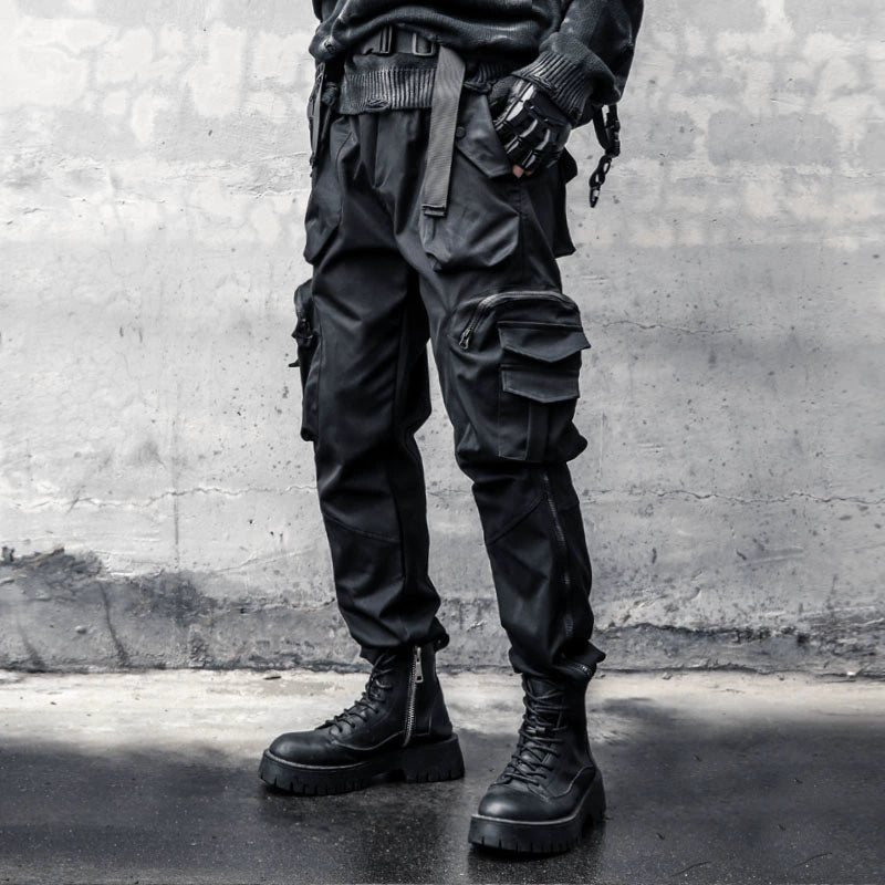 Tactical Multi-Pocket Zipper Wide Leg Cargo Pants WN22428