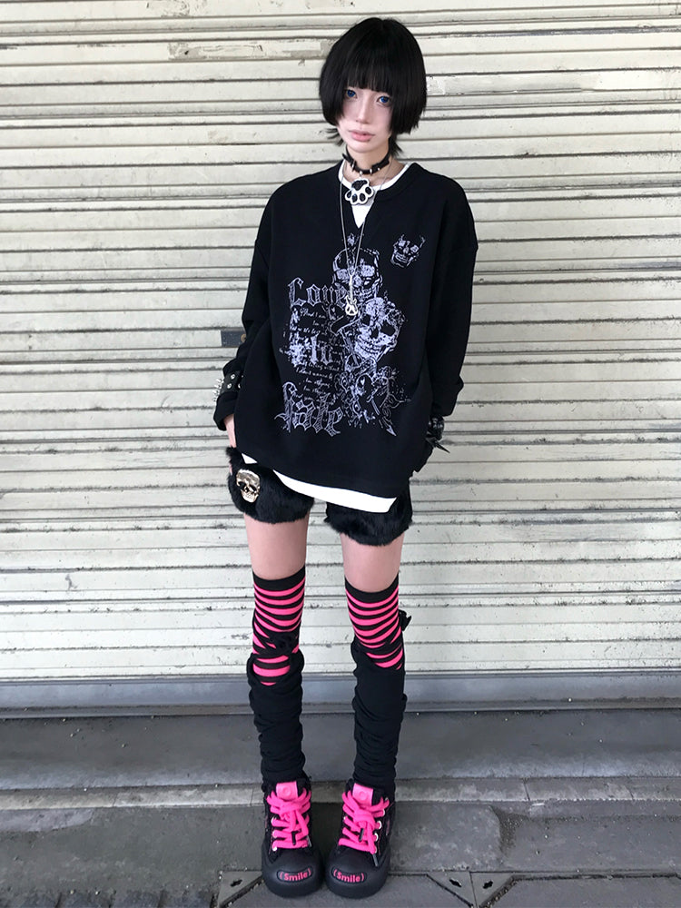 Waffle Knit Fake Layered Long Sleeve T-Shirt WN15949