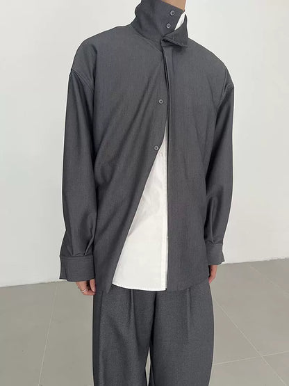 Reverse Pocket High-Neck Long Sleeve Shirt WN21672