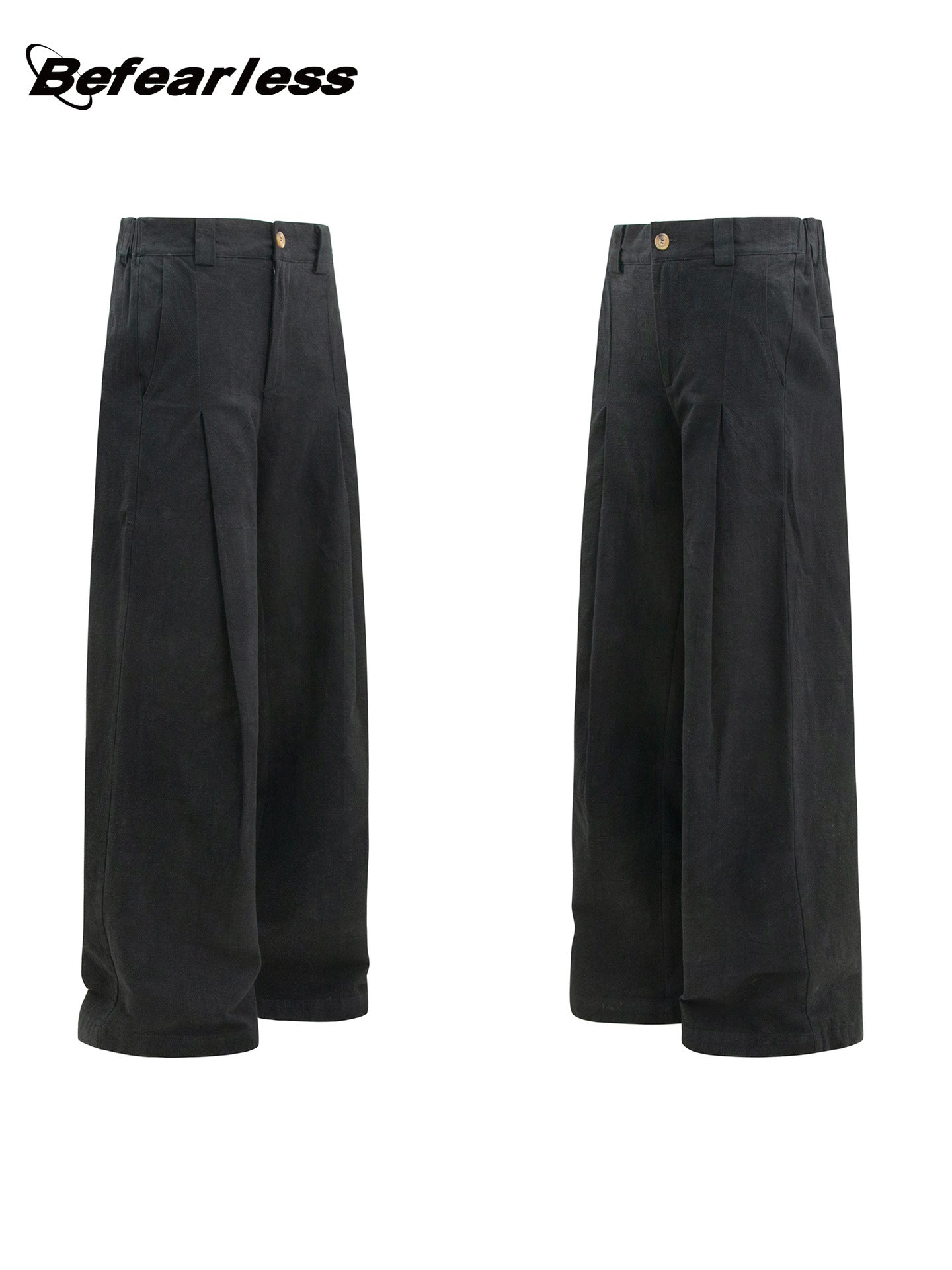 Washed Pleated Straight Trousers WN26353