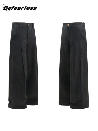 Washed Pleated Straight Trousers WN26353